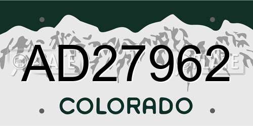 AD27962 Colorado License Plate