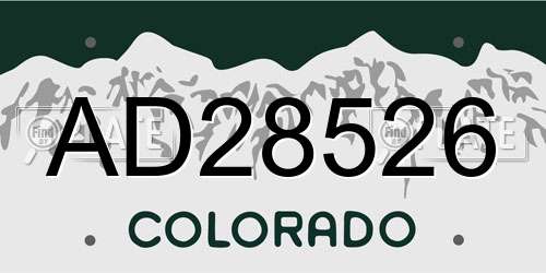 AD28526 Colorado License Plate