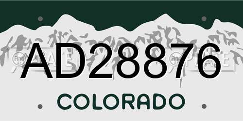 AD28876 Colorado License Plate
