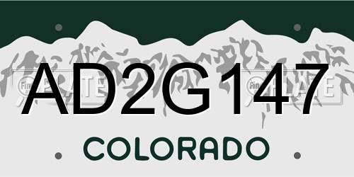 AD2G147 Colorado License Plate