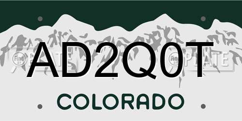 AD2Q0T Colorado License Plate