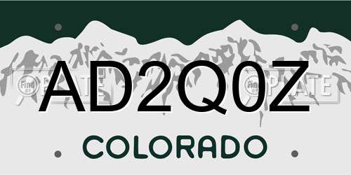 AD2Q0Z Colorado License Plate