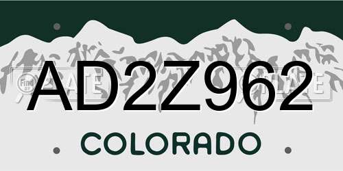 AD2Z962 Colorado License Plate