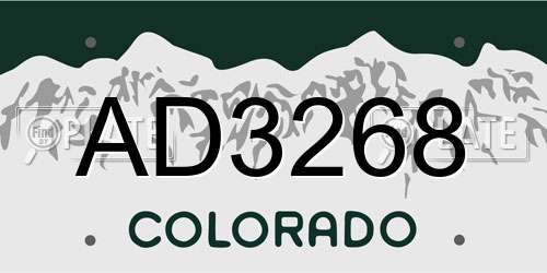 AD3268 Colorado License Plate