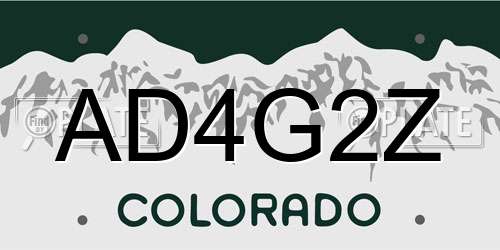 AD4G2Z Colorado License Plate