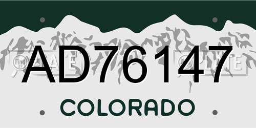 AD76147 Colorado License Plate
