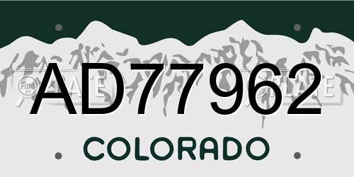 AD77962 Colorado License Plate