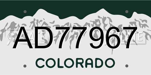 AD77967 Colorado License Plate