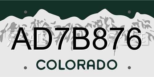 AD7B876 Colorado License Plate