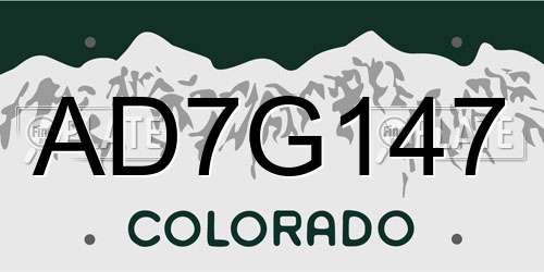 AD7G147 Colorado License Plate