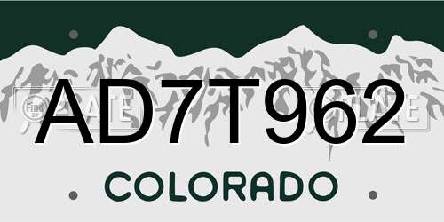 AD7T962 Colorado License Plate