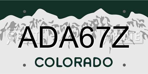 ADA67Z Colorado License Plate