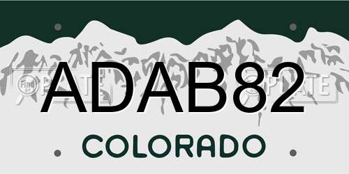 ADAB82 Colorado License Plate