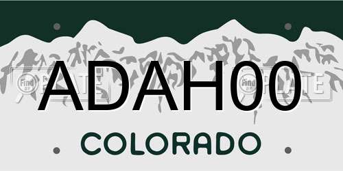 ADAH00 Colorado License Plate