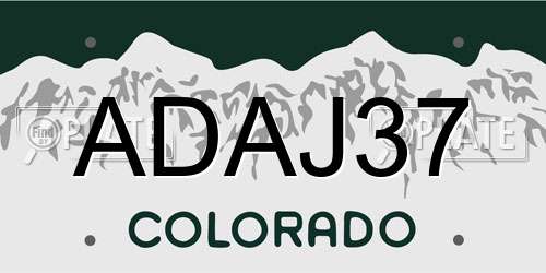 ADAJ37 Colorado License Plate