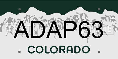 ADAP63 Colorado License Plate