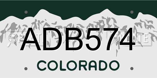 ADB574 Colorado License Plate