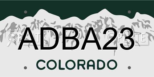 ADBA23 Colorado License Plate