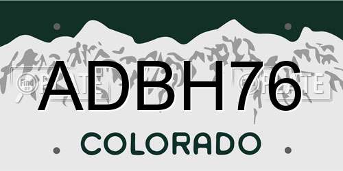 ADBH76 Colorado License Plate