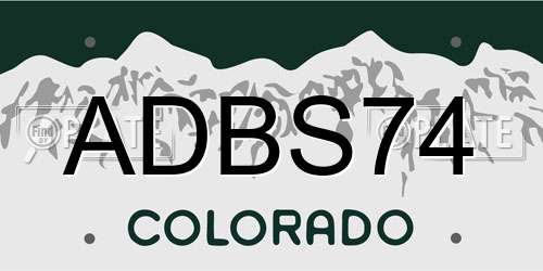ADBS74 Colorado License Plate