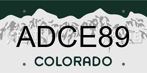 ADCE89 Colorado License Plate
