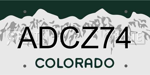 ADCZ74 Colorado License Plate
