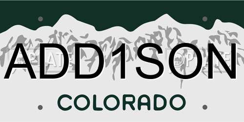 ADD1SON Colorado License Plate