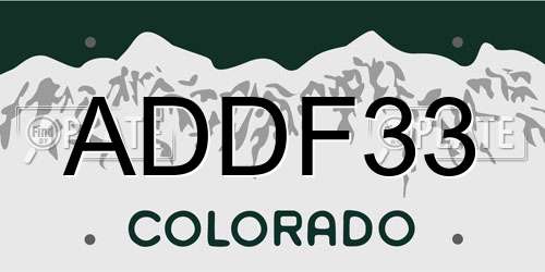 ADDF33 Colorado License Plate