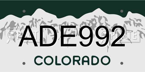 ADE992 Colorado License Plate