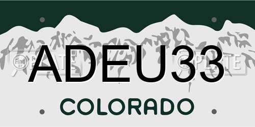 ADEU33 Colorado License Plate