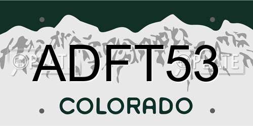 ADFT53 Colorado License Plate