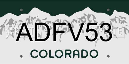 ADFV53 Colorado License Plate