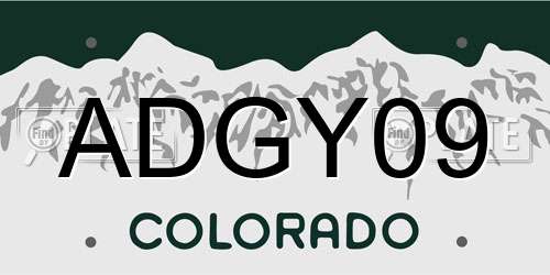 ADGY09 Colorado License Plate