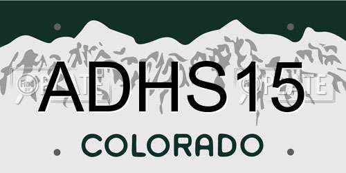 ADHS15 Colorado License Plate