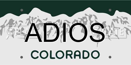 ADIOS Colorado License Plate