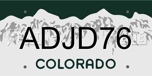 ADJD76 Colorado License Plate