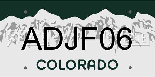 ADJF06 Colorado License Plate