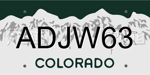 ADJW63 Colorado License Plate