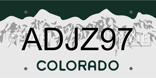 ADJZ97 Colorado License Plate