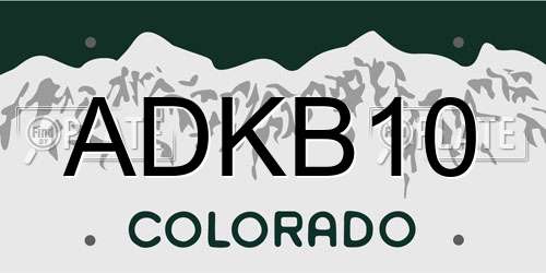 ADKB10 Colorado License Plate