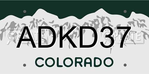 ADKD37 Colorado License Plate