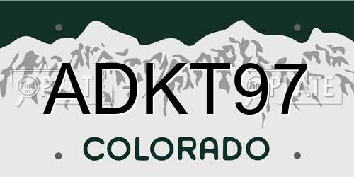 ADKT97 Colorado License Plate