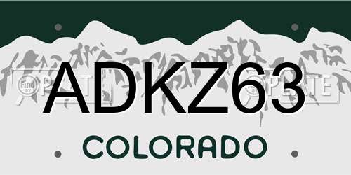 ADKZ63 Colorado License Plate