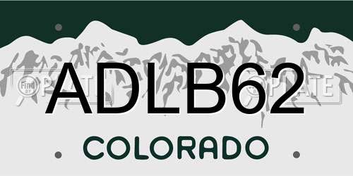ADLB62 Colorado License Plate