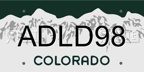 ADLD98 Colorado License Plate