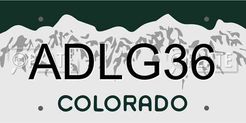 ADLG36 Colorado License Plate