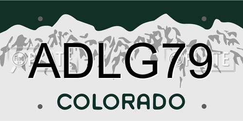 ADLG79 Colorado License Plate