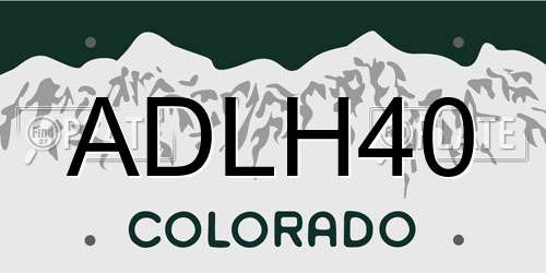 ADLH40 Colorado License Plate