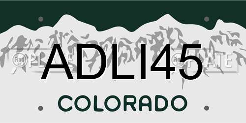 ADLI45 Colorado License Plate