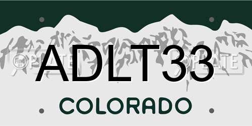 ADLT33 Colorado License Plate